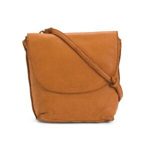 MARTA PONTI Tan Leather Smooth Flap Crossbody
